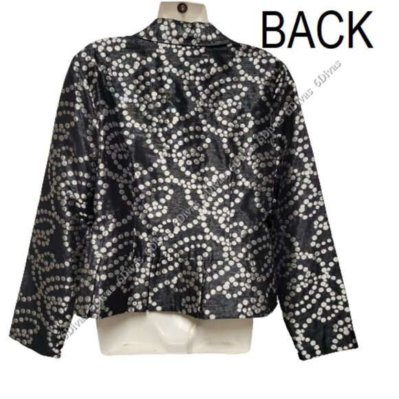 POLKA Dot Black and White Cotton Peplum Style Blazer Jacket Top  Size L - NEW - Picture 2 of 8